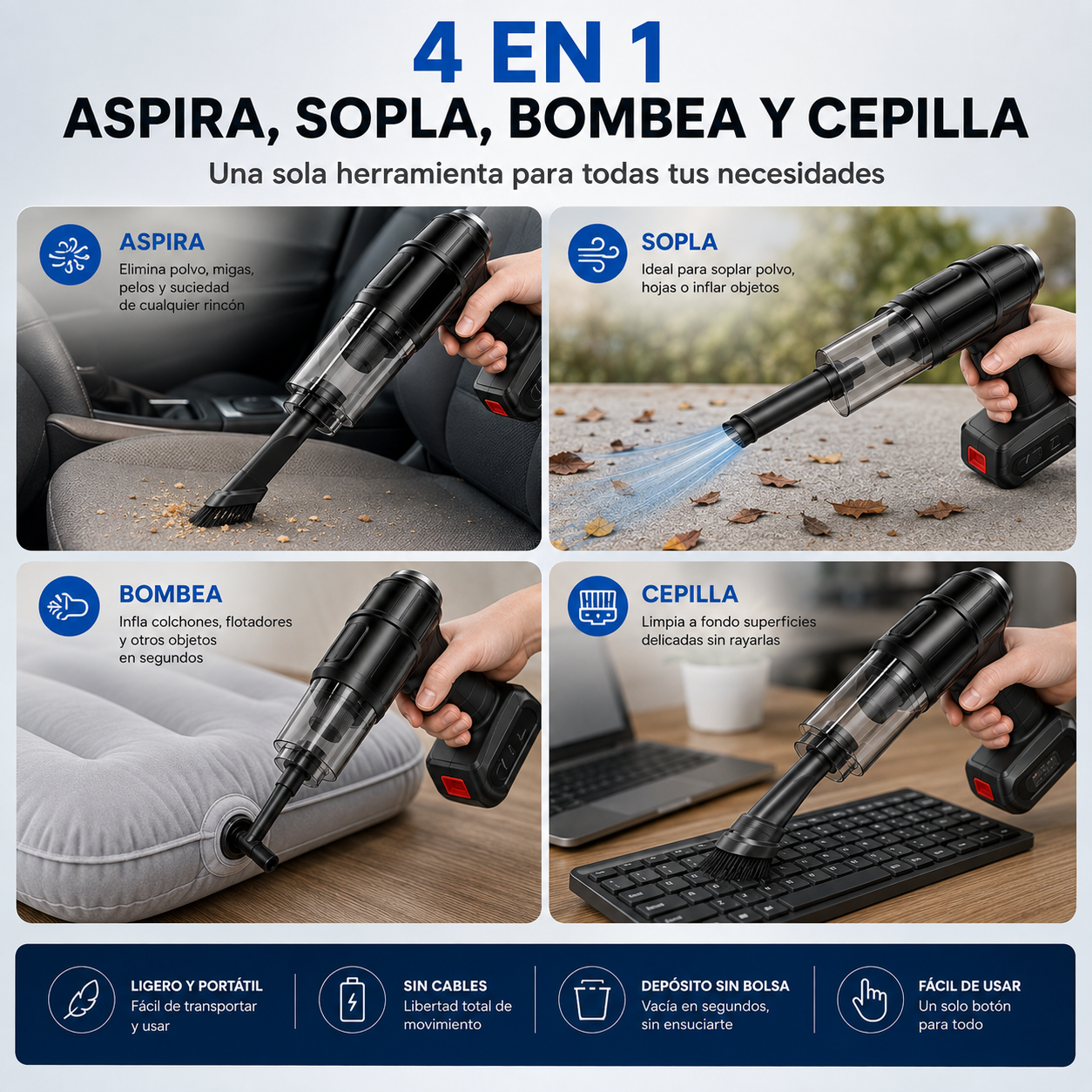 Aspiradora de Mano Inalámbrica Portatil